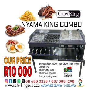 3IN1 GAS NYAMA KING UNIT GRIDDLE + GRILLER + FRYER - PULL OUT LEGS