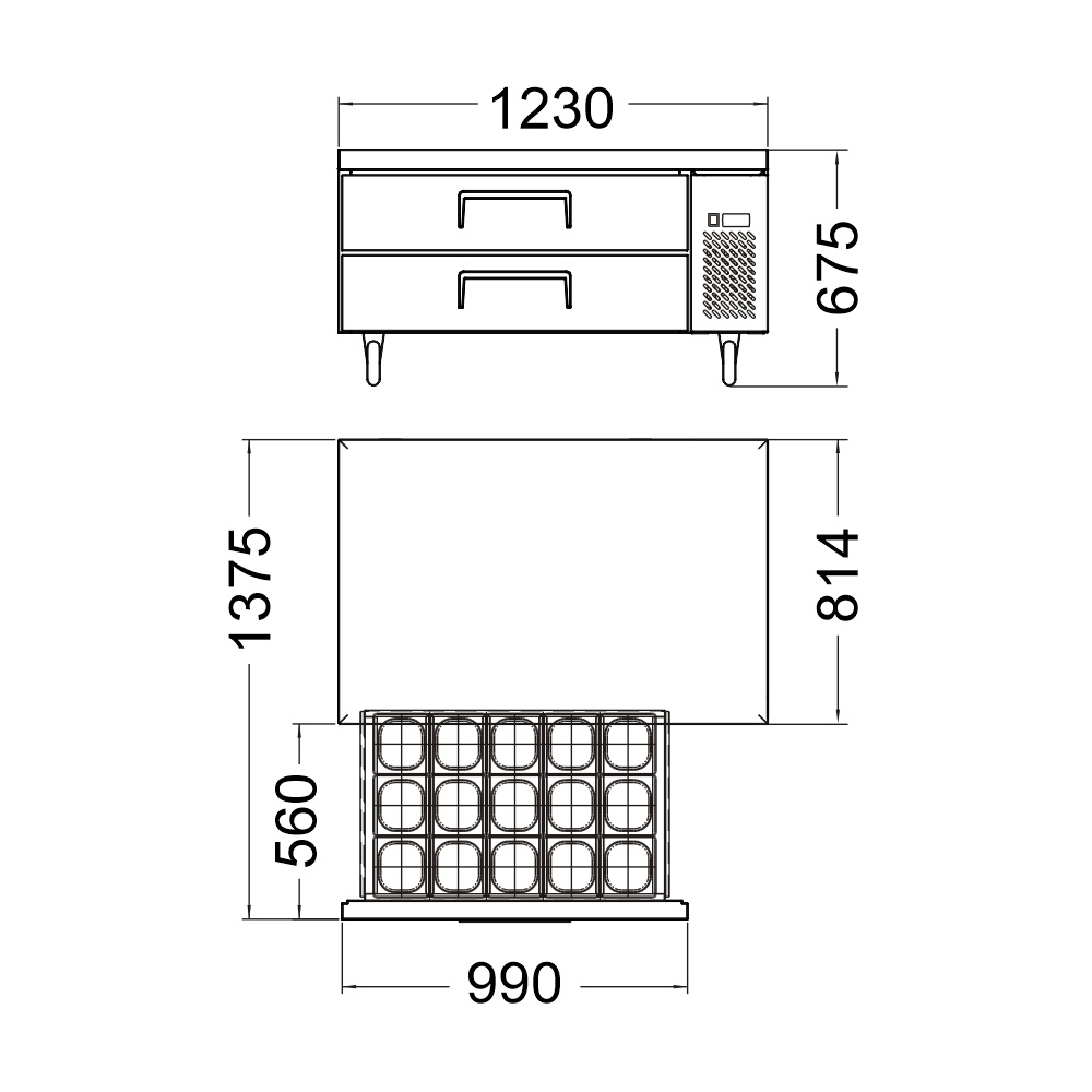 POLARCAB 1200MM CHEF BASE WITH DRAWERS - Image 3