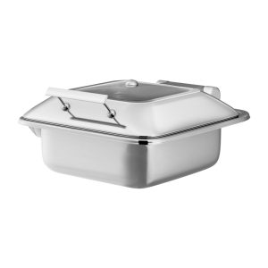 INOXSERV SQUARE INDUCTION CHAFING DISH WITH HYDRAULIC GLASS LID