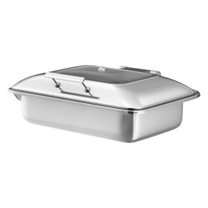 INOXSERV RECTANGULAR INDUCTION CHAFING DISH WITH HYDRAULIC GLASS LID
