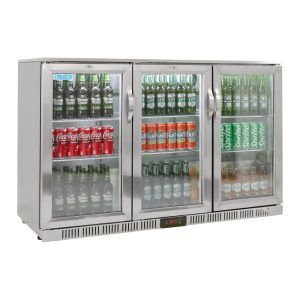 POLARCAB 3 DOOR HINGED UNDERBAR FRIDGE - STAINLESS STEEL