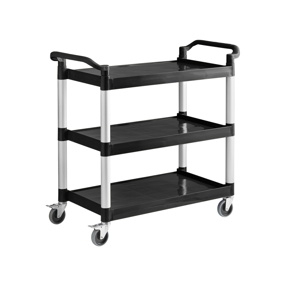 SMARTCHEF 3 TIER PLASTIC TEA TROLLEY - WITHOUT SIDE BINS - 1040 X 510 X 970MM