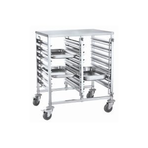 SMARTCHEF 7 TIER DOUBLE RACK TROLLEY WITH WORK TOP