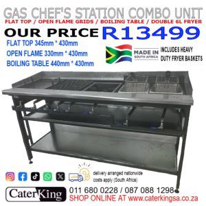 CATERKING 4IN1 GAS CHEF STATION - GRIDDLE + GRILLER + BOILING TABLE + FRYER