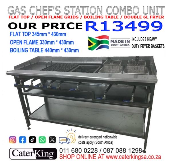CATERKING 4IN1 GAS CHEF STATION - GRIDDLE + GRILLER + BOILING TABLE + FRYER