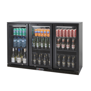 POLARCAB BLACK 3 DOOR HINGED UNDERBAR FRIDGE