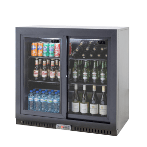POLARCAB BLACK 2 DOOR SLIDING UNDERBAR FRIDGE
