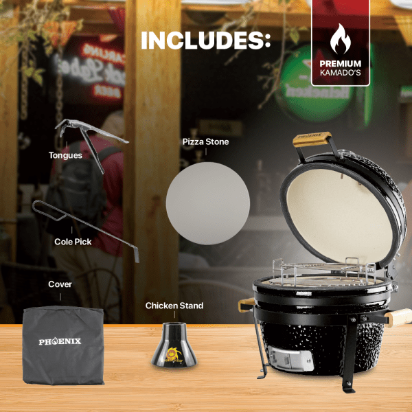 PHOENIX KAMADO 16" MINI TABLE TOP GRILL - BLACK - Image 2