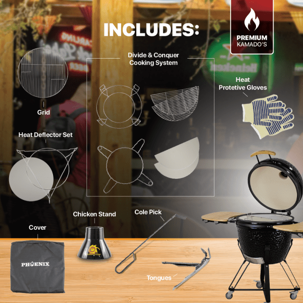 PHOENIX KAMADO 27" JUMBO CERAMIC GRILL - BLACK - Image 2